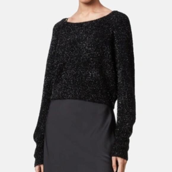 NWOT All Saints Rosetta Tinsel Black Sweater Medium - Picture 1 of 6